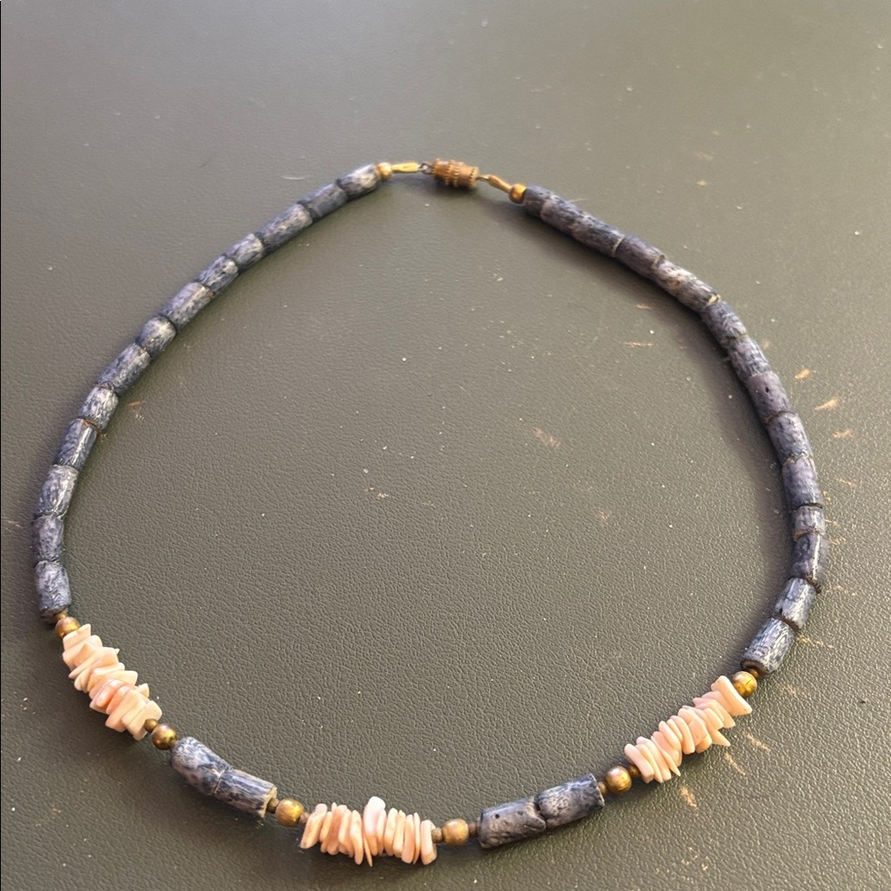 Beautiful Vintage blue shell necklace